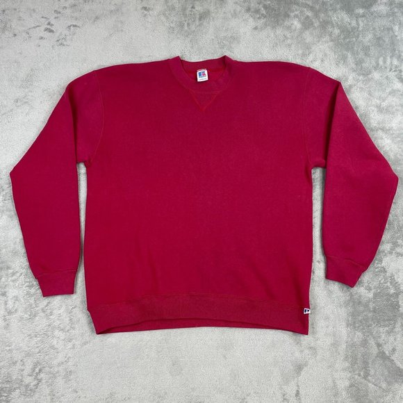 Vintage Russell Athletic Solid Pink Sweatshirt Crewneck Pullover USA Large - Picture 5 of 10